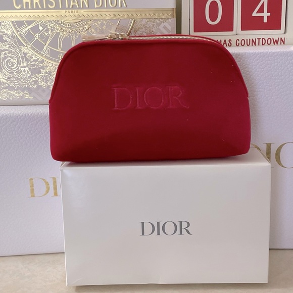 Dior Red Velvet Makeup Pouch NEW in Box - Picture 1 of 8
